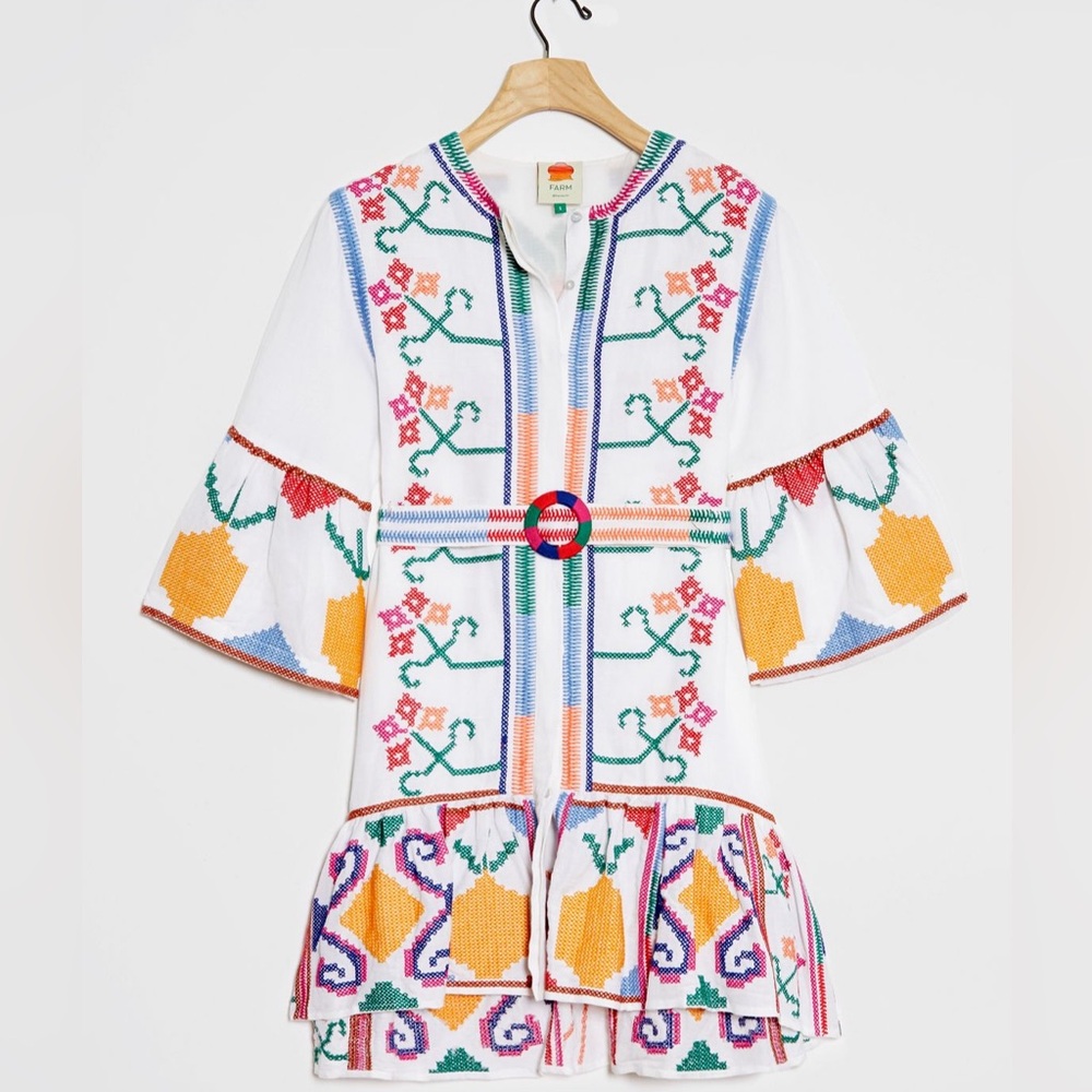 Farm Rio Jimena Embroidered Mini Dress